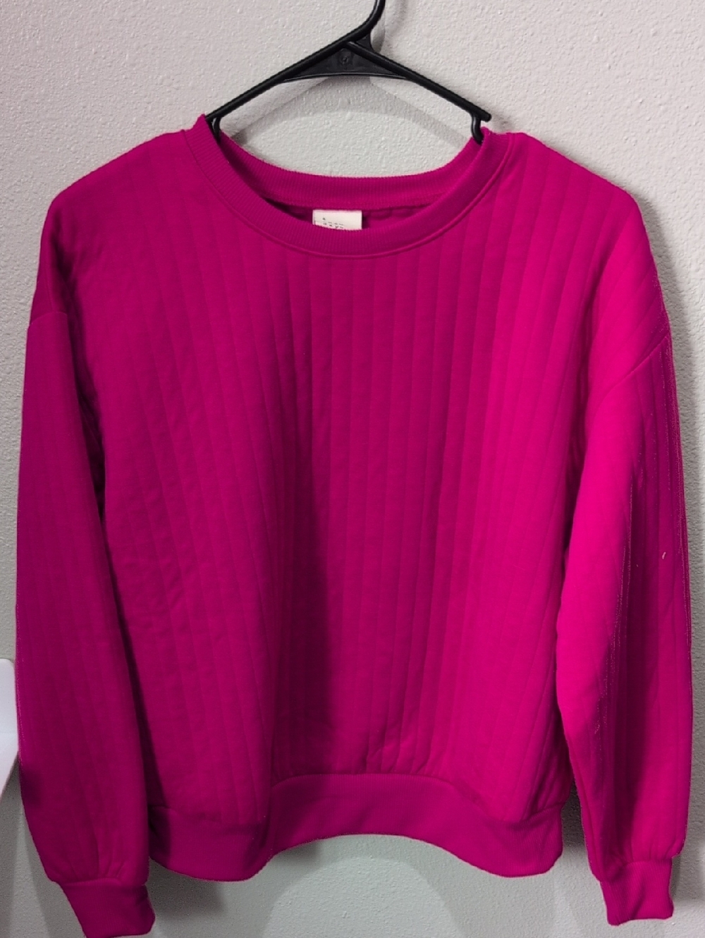 A New Day - Women's Comfy Fuchsia Ribbed Crewneck Pullover Sweatshirt